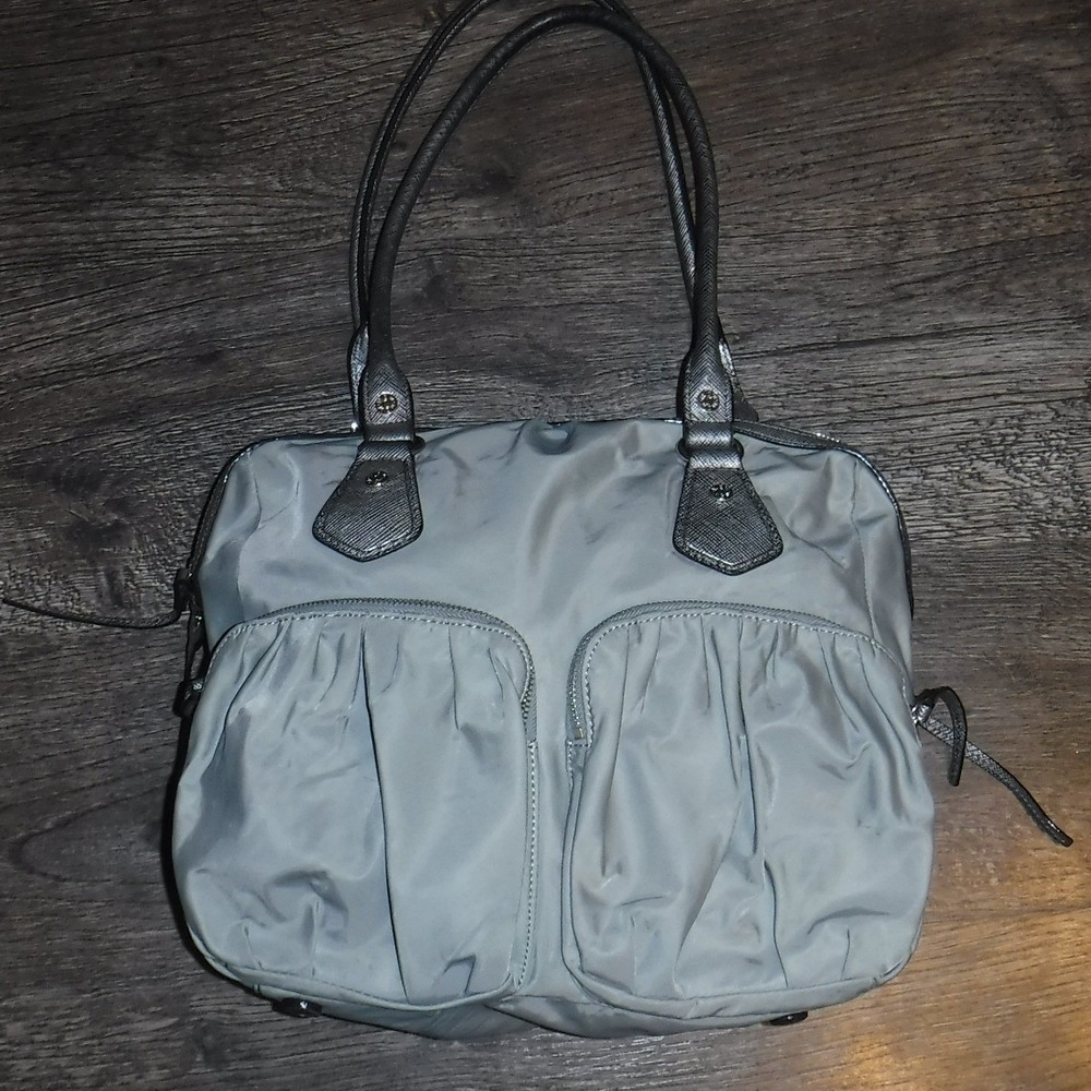 MZ Wallace Gray‎ Nylon Satchel Handbag Purse Silver Hardware Casual Everyday Bag